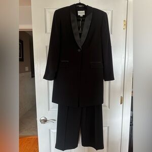 Elegant Woman Black Tuxedo Pantsuit